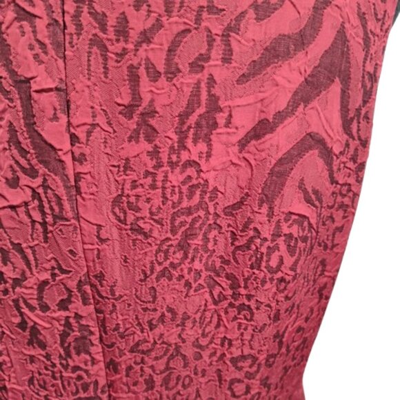 Studio I Woman's Size 6 Maroon Animal Print Fully Lined Shift Dress and Jacket - Picture 9 of 14